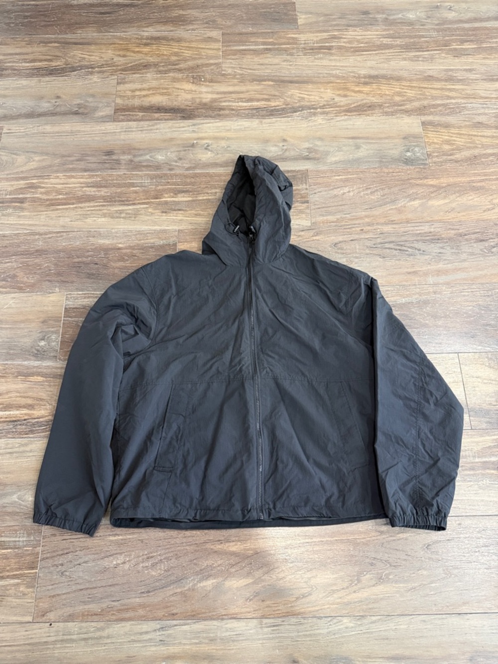 H&M Men's Black Hooded Jacket - Lightweight Zip Front